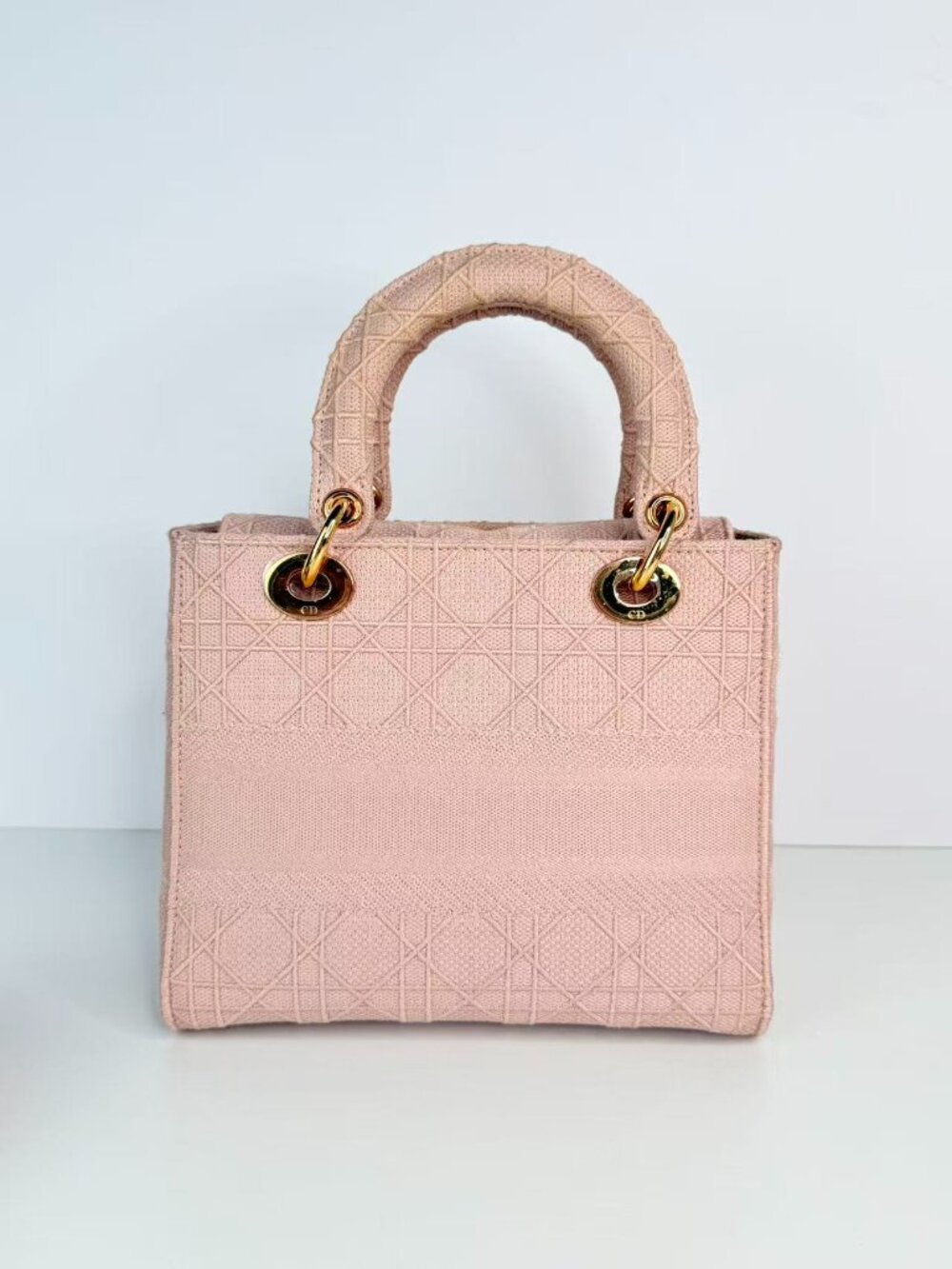 Dior Medium Lady D-Lite Pink Cannage Embroidered Top Handle Shoulder Bag - Picture 3 of 13